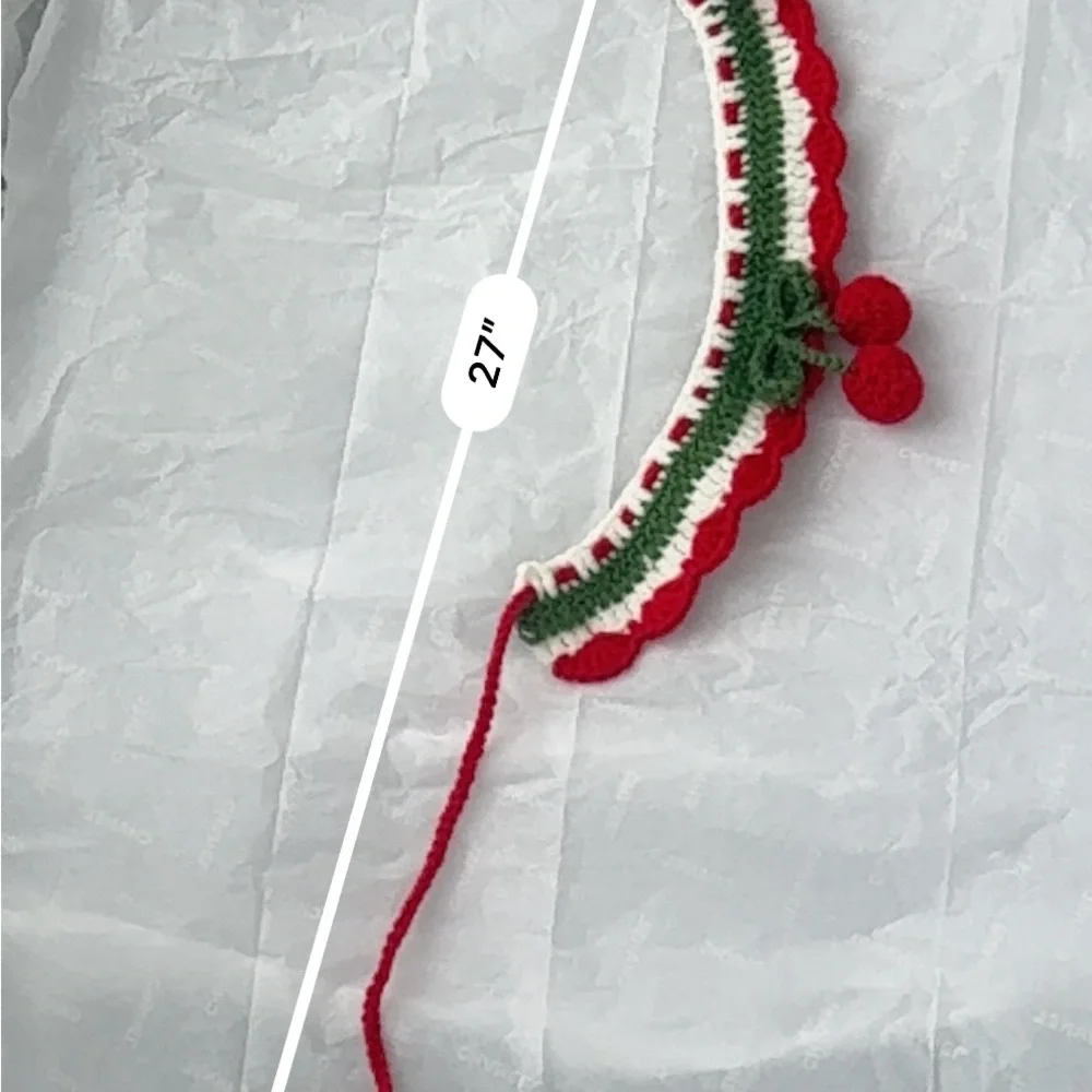 Festive Red and Green Crochet Cat/Dog Collar